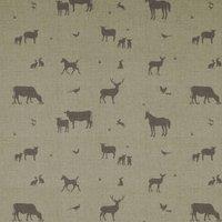 ANTE DECOR Country Animals Printed Cotton Fabric Linen Charcoal