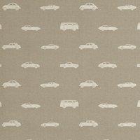 ANTE DECOR Vintage Cars Printed Cotton Fabric Beige Cream