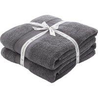Catherine Lansfield Anti Bacterial Two Bath Sheet Towels Charcoal