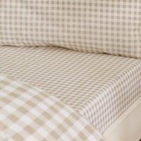 Catherine Lansfield Bamford Gingham Check Bed Linen Fitted Sheet Natural