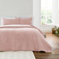 Bianca Attica Velvet 240cm x 260cm Embroidered Bedspread Pink