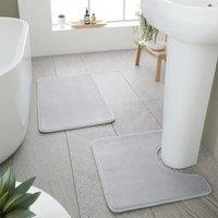 Catherine Lansfield Anti Bacterial Memory Foam Bath Mat and Pedestal Mat Silver