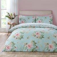 Catherine Lansfield Avebury Floral Duvet Cover Bedding Set Duck Egg