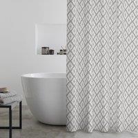 Catherine Lansfield Aztec Diamond Shower Curtain Silver