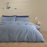 Catherine Lansfield Bamford Gingham Check Duvet Cover Bedding Set Navy
