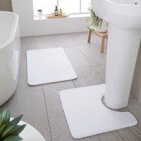 Catherine Lansfield Anti Bacterial Memory Foam Bath Mat and Pedestal Mat White