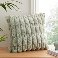 Bianca Carved Faux Fur Filled Cushion 50cm x 50cm Sage