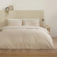 Catherine Lansfield Bamford Gingham Check Duvet Cover Bedding Set Natural