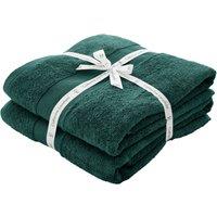 Catherine Lansfield Anti Bacterial Two Bath Sheet Towels Forest Green