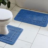 Catherine Lansfield Armoni Bath Mat and Pedestal Mat Navy