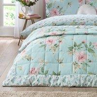Catherine Lansfield Avebury Floral 220cm x 230cm Reversible Bedspread Duck Egg
