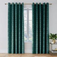 Catherine Lansfield Art Deco Pearl Ready Made Eyelet Curtains Teal