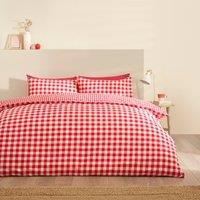 Catherine Lansfield Bamford Gingham Check Duvet Cover Bedding Set Red