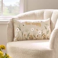 Catherine Lansfield Bee Happy Embroidered Filled Boudoir 30cm x 50cm Natural