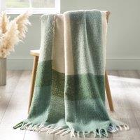 Catherine Lansfield Faux Mohair 130cm x 170cm Check Throw Green