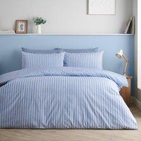 Catherine Lansfield Epping Textured Stripe Duvet Cover Bedding Set Blue