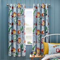 Catherine Lansfield Digger Dreams Ready Made Eyelet Curtains 66 x 72 Blue