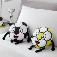 Catherine Lansfield Forever Together Footballs Pair of Filled Cushion White Black