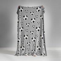 Catherine Lansfield Football 130cm x 170cm Fleece Throw Grey