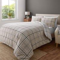 Catherine Lansfield Kelso Check Duvet Cover Bedding Set Natural
