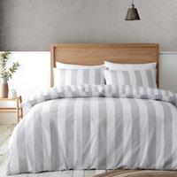 Catherine Lansfield Cove Stripe Duvet Cover Bedding Set Silver