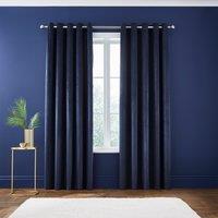 Catherine Lansfield Kingsley Matt Velvet Ready Made Eyelet Curtains 66 x 90 Navy