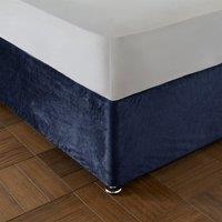 Catherine Lansfield Kingsley Matt Velvet Divan Base Wrap Duvet Cover Bedding Set Navy