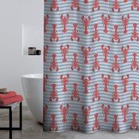 Catherine Lansfield Lobster Shower Proof Shower Curtain Red