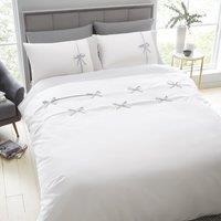 Catherine Lansfield Milo Bow Duvet Cover Bedding Set White