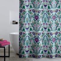 Catherine Lansfield Mya Tropical Birds Shower Curtain Duck Egg