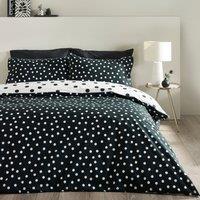 Catherine Lansfield Polka Dot Duvet Cover Bedding Set Black White