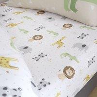 Catherine Lansfield Roarsome Animals Bed Linen Fitted Sheet Natural