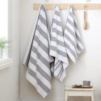 Bianca Reversible Stripe Jacquard Towels Grey
