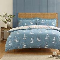 Catherine Lansfield Salcombe Boats Duvet Cover Bedding Set Blue