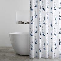Catherine Lansfield Salcombe Boats Shower Curtain White