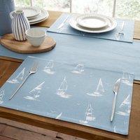 Catherine Lansfield Salcombe Boats Four Placemats Blue