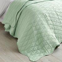 Catherine Lansfield Scallop Waves 240cm x 260cm Quilted Bedspread Green