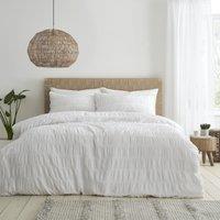 Catherine Lansfield Seersucker Duvet Cover Bedding Set White
