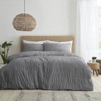 Catherine Lansfield Seersucker Duvet Cover Bedding Set Grey