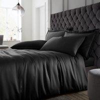Catherine Lansfield Silky Soft Satin Duvet Cover Bedding Set Black