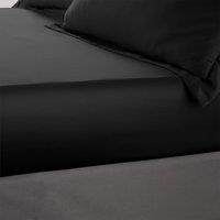 Catherine Lansfield Silky Soft Satin Bed Linen Fitted Sheet Black