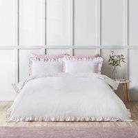 Catherine Lansfield So Soft Mono Frill Duvet Cover Bedding Set White Pink