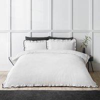 Catherine Lansfield So Soft Mono Frill Duvet Cover Bedding Set White Black