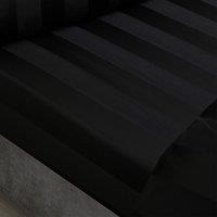 Catherine Lansfield So Soft Satin Stripe Bed Linen Fitted Sheet Black