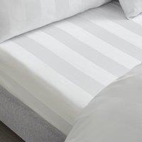 Catherine Lansfield So Soft Satin Stripe Bed Linen Fitted Sheet White