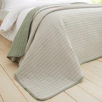 Catherine Lansfield Stripe 220cm x 230cm Reversible Bedspread Green