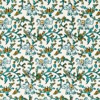 Clarke & Clarke Hathi Embroidered Fabric Teal