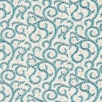 Clarke & Clarke Buta Embroidered Fabric Teal