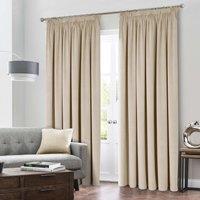 Montreal Thermal Velour Velvet Ready Made Blockout Curtains Natural