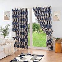 Matrix Ready Made Eyelet Blockout Curtains Blue